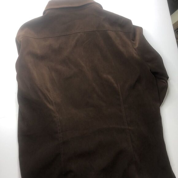 ALLISON TAYLOR Stretch Brown Button-Down Blouse Classic Wear Size XL - Picture 8 of 9